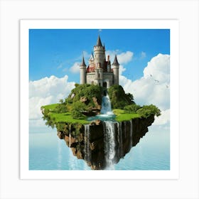 Firefly Whimsical Castle On Floating Islands With Waterfalls 19519 (2) Art Print