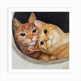 Two Cats In A Bowl Art Print