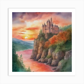 An Enchanting Medieval Castle Perched 7 Art Print