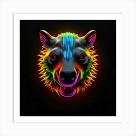 Neon Wolf Head 11 Art Print