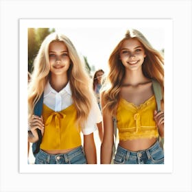 Two Young Girls In Yellow Tops Art Print