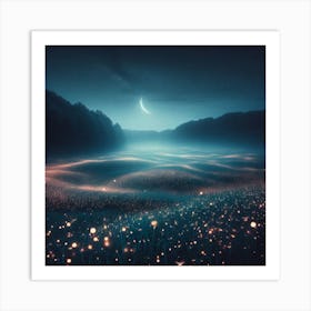 Night Sky With Dandelions Art Print