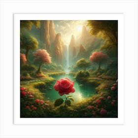 Red Loney Rose3 Art Print