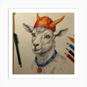 Goat With A Hat Art Print