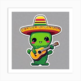 Cactus Playing Guitar 11 Art Print