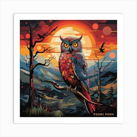 Owl At Sunset Art Print