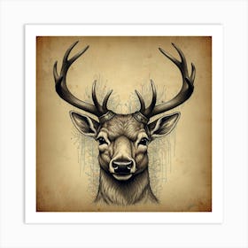 Deer Head Tattoo Art Print