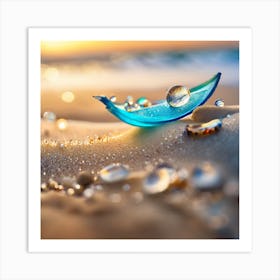 Glass Boat On The Beach Art Print