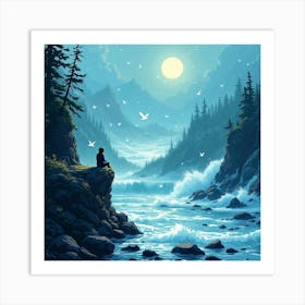 Meditating By The Ocean Art Print