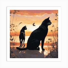 Sunset Cats 2 Art Print