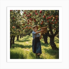 Apple Picking In The Orchard 1 Art Print