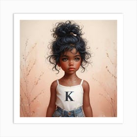 Little Girl With The Letter K Art Print