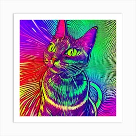 Psychedelic Cat 2 Art Print