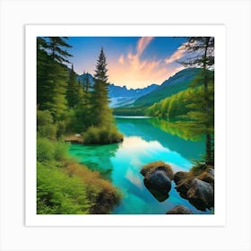 Lake In The Mountains 12 Art Print