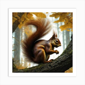 Squirrel In The Forest 79 Art Print