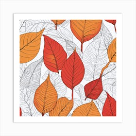 Autumn Leaves Seamless Pattern 1 Art Print