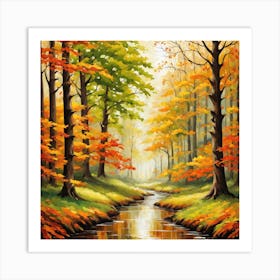 Forest In Autumn In Minimalist Style Square Composition 60 Art Print