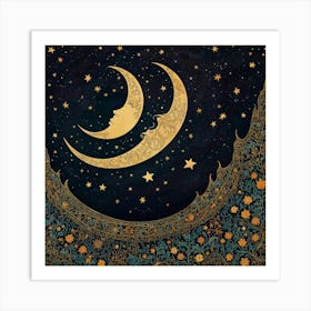 Moon And Stars 8 Art Print