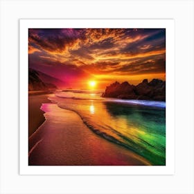 Sunset At The Beach 167 Art Print