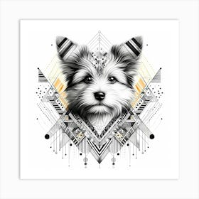 Cute Dog - Abstract Line Art Illustration 147 Art Print