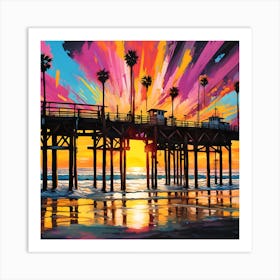 Pier of Radiance Over Santa Monica Beach Art Print