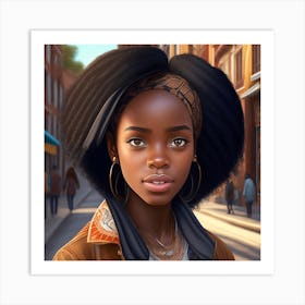 African Black Hair Girl Art Print