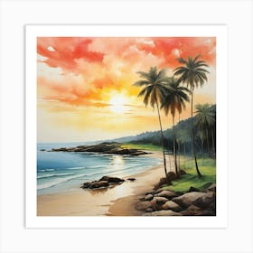 Sunset At The Beach 7 Art Print