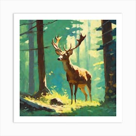 Deer In The Woods 18 Art Print