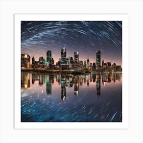 Star Trails Over Manhattan Art Print