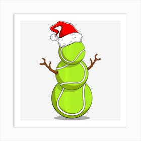 Funny Tennis Player Snowman Christmas Gift Art Print