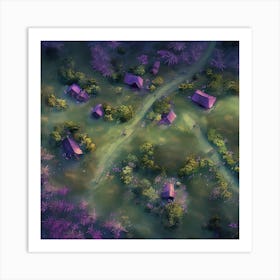Purple Village Art Print