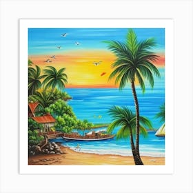 Sunset At The Beach 13 Art Print