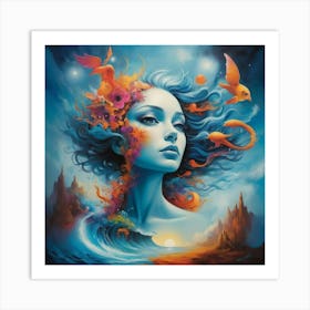 'The Ocean' girl paintings art print Art Print