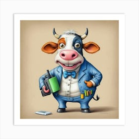 Cow In A Suit 10 Art Print