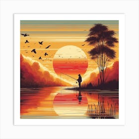 Sunset Fishing 2 Art Print