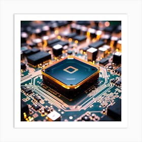Complexity Of Computer Parts Circuit Board Cpu And Capacitor Generated By Ai Free Photo Art Print