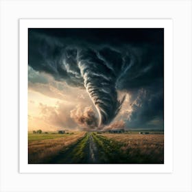 Realistric Tornadoes In An Open Field Storm Clo Art Print