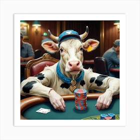 Cow Playing Poker Art Print