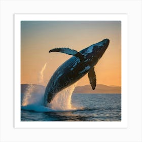 Humpback Whale Jumping 12 Art Print