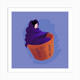 Woman In A Basket Art Print