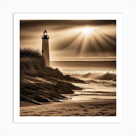 Lighthouse At Sunrise Art Print