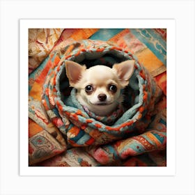 Chihuahua In Blanket Art Print