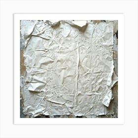 Abstract Art Featuring A Crumpled White Sheet Surface Rich With Texture Showcasing Wrinkles And Cre Art Print