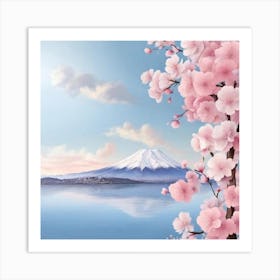 Cherry Blossoms And Mt Fuji Art Print