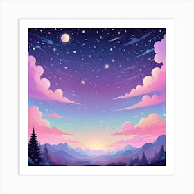 Sky With Twinkling Stars In Pastel Colors Square Composition 23 Art Print