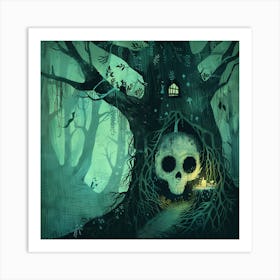 Skeleton In The Tree Art Print