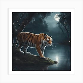 Tiger At Night Art Print