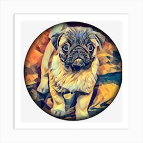 Pug Dog Cute Animal Head Art Print