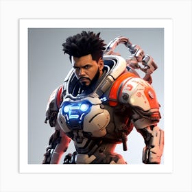 3d Dslr Photography The Weeknd Xo, Cyberpunk Art, By Krenz Cushart, Wears A Suit Of Power Armor 1 Art Print