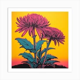Chrysanthemum 2 Pop Art Illustration Square Art Print